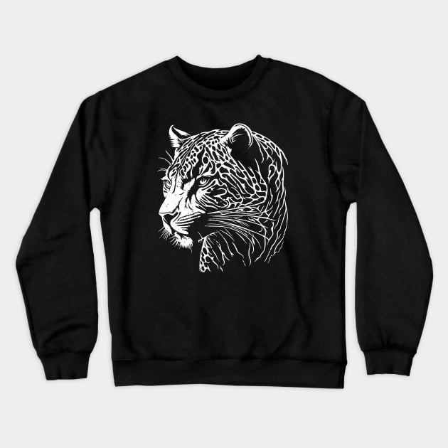 Leopard Head - Distressed Crewneck Sweatshirt by NeverDrewBefore